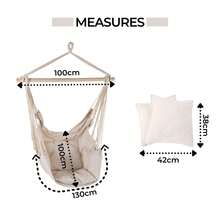 Hamaca Silla Colgante con 2 Cojines Acolchados Soporta hasta 120kg - Blanco - Ver 2