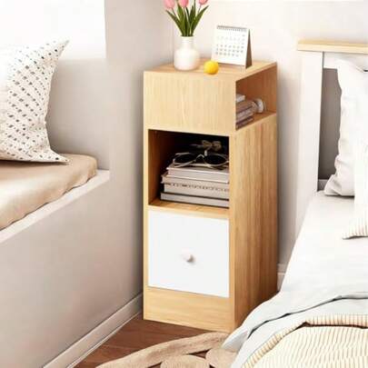 Bedside Table Wooden Living Room Furniture Nightstand With Drawer And Open Storage Shelf Bed Side Table For Bedroom