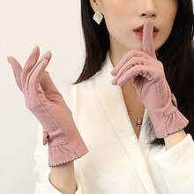 1 Pair Winter Warm Gloves, Bowknot Design, Suitable For Women & Men, Windproof & Insulated, Fit For Cycling, Driving, Party, Work, School, Home, Running, Hiking, Outdoor Sports, Christmas Gift, Comfortable Fabric, Non-Slip, Touchscreen Capable - Multicolor - View 9