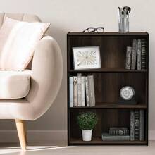 YFurinno 11208CWN Pasir 3Tier Open Shelf Bookcase  Walnut - Walnut+3 niveles - Ver 2