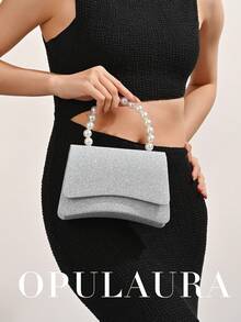 OpulAura 闪亮优雅装饰手提包，魅力十足的仿珍珠手拿包，适合派对女孩和女士。完美适用于派对、婚礼、舞会、盛大晚宴/宴会，是送给女性的理想礼物。与派对礼服、晚礼服和亮片服装完美搭配，是婚礼必备配饰，也与毕业礼服和舞会礼服相得益彰。 - 銀色 - 查看 9