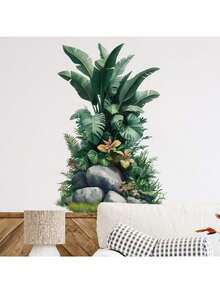 1pc Simulated Stone Green Plant Tree Decorative Sticker PVC Sticker Removable Self-Adhesive Easy-Tear Sticker Home Decoration Make Your Life Fresh Holiday Decor Stickers Birthday Graduation Gifts - Multicolor - View 1