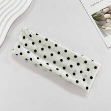 1pc/2pcs Polka Dot Women's Yoga Elastic Headband, Autumn Fashion Polka Dot Makeup Headband Hair Accessory Sports Fitness Sweat-Absorbing Hairband, Essential Sports Item, Travel Essential - [White] - View 2