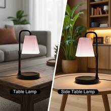 xoddi 1 PCS Candle Warmer Lamp With Timer, Frosted Lampshades Eye Protect Scented Candle Jars Electric Wax Melter Bedroom Bedside End Table Desk Night Light Adjustable Height Warm White Aethetic Room Decor Dimmer House Warming Home Women Gifts Metal Base-(Pink) - 查看 2