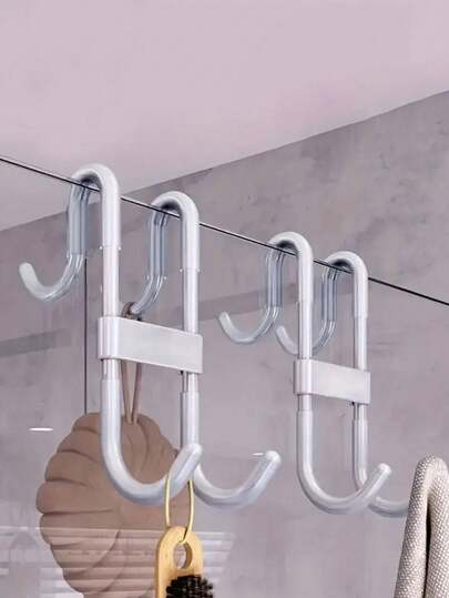 1pc Fashion Style Rust Resistant Plastic Door Mount Shower Door Hook, Multifunctional Strong Bearing Hanging Hook For Clothes, Coat, Towel - Bathroom Shower Glass Door Accessory