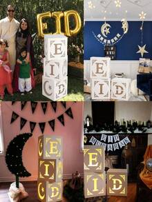 3pcs/Set Ramadan Decorative Boxes, "E-I-D" Decorative Boxes, Ramadan Party Decorations