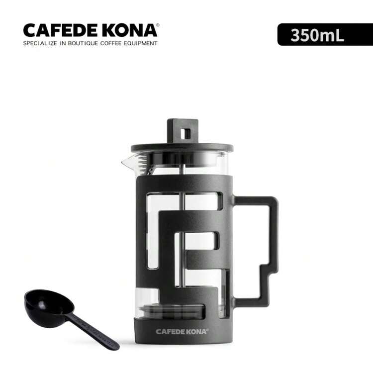CAFEDE KONA French Press Coffee Press Tea Coffee Maker Glass Coffee Pot High Density Stainless Steel Mesh Heat Resistant Glass - 黑色 350毫升 - 查看 1