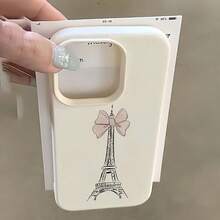 Phone case: White Bow Pattern Eiffel Tower Full-Coverage TPU Shockproof Phone Case, Compatible with iPhone 17/16e/16/15/14/13/12/11 /Pro/Max/Air/X/XR/XS Max/8/7 Plus, Anti-Drop Matte Back Cover, Smartphone Protective Case, Daily Use Case, Fashion - Estilo 1 (1 pieza) - Ver 6