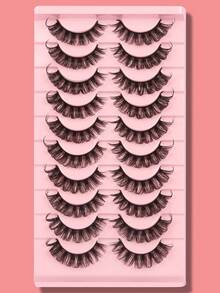 10 Pairs Russian Volume False Eyelashes, Suitable For Eye Makeup - Black - View 1