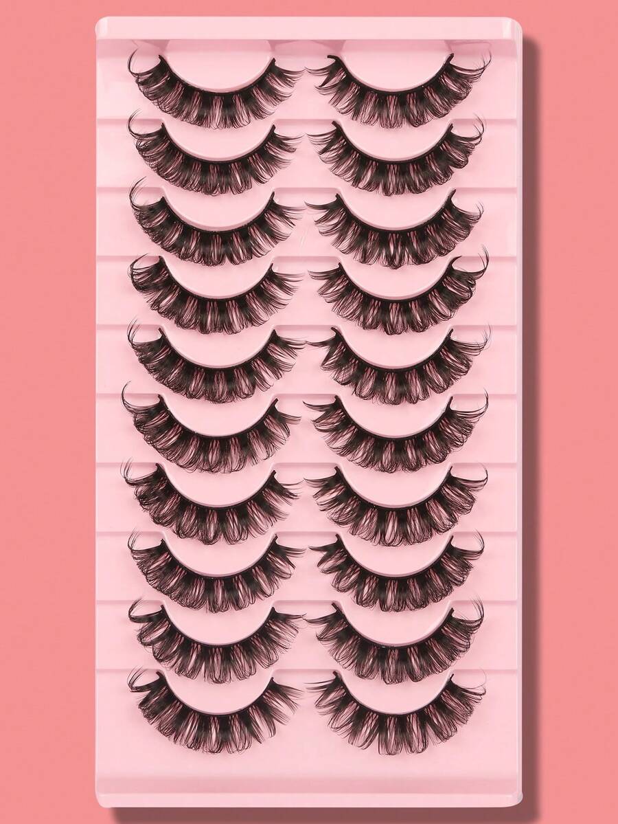 10 Pairs Russian Volume False Eyelashes, Suitable For Eye Makeup - Black - View 1