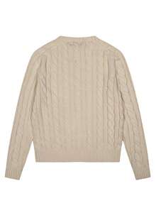 GRDR Men's Twisted Floral Pattern Crew Neck Long Sleeve Sweater - Apricot - View 3