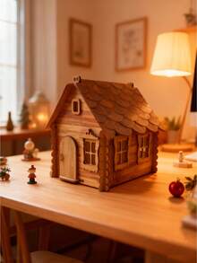 1 Pc Wooden Cottage, DIY Assembly Required, Halloween, Christmas, Thanksgiving Gift, Garden Corner Plant Decor, Wooden Craft Set - Multicolor - View 6