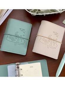 1pc Leather M5 Loose-Leaf Notebook, Blank Coffee-Colored Inner Pages, Vintage Student Memo Pad, Portable Diary - one-size - View 12