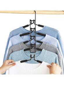 五层节省空间衣架 - 五合一多层金属衣架，带防滑泡沫垫，适用于外套、毛衣、西装和T恤衫 - 彩色 - 查看 1