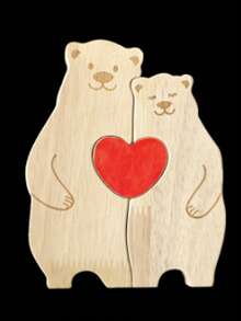 1pc Personalized Wooden Bear Family Surname Puzzle Commemorative Gift, Customized Family Surname Wooden Bear Puzzle, Personalized Bear Animal Puzzle, Home Decor, Gift For Mom, Dad, Adults, Mother's Day, Father's Day, Holiday,Home Decor Living Room - Multicolor - View 8