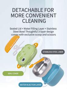 KUNT 1套/4件套恐龙宝宝造型PP餐具套装，带加热功能、内置剪刀和勺子 - 彩色 - 查看 6