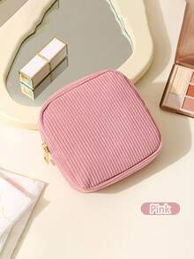 Túi đựng băng vệ sinh bằng vải nhung kẻ thanh lịch - Nhỏ gọn & Bền chắc, Khóa kéo, Có các màu Hồng, Xám, Đen và Be, Thích hợp cho du lịch và sử dụng hàng ngày, Vật dụng cần thiết khi đi du lịch | Khóa kéo thanh lịch | Vải bền, Vật dụng thiết yếu để đựng băng vệ sinh, Vật dụng bỏ túi - Nhiều màu - Xem 5