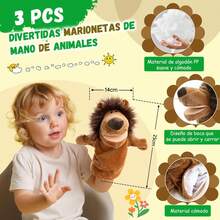 ¡Recomendado3 PCS Títeres de Mano para Niños, Marionetas de Mano de Animales de Peluches de Alta Calidad para Alivio la Ansiedad, Cuentacuentos, Preescolar, Muñecos para Juegos de Rol (King Kong, elefante, león)¡Top de Temporada - Tigre, burro, vaca - Ver 4