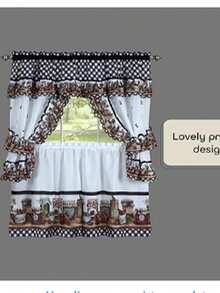 Achim Home Furnishings Naturally Home MJCS36ML12 Mason Jars Juego de Cortinas de Cocina, escalones y Volantes Swag, 36 Pulgadas de Largo, Multicolor - Multicolor - Ver 2