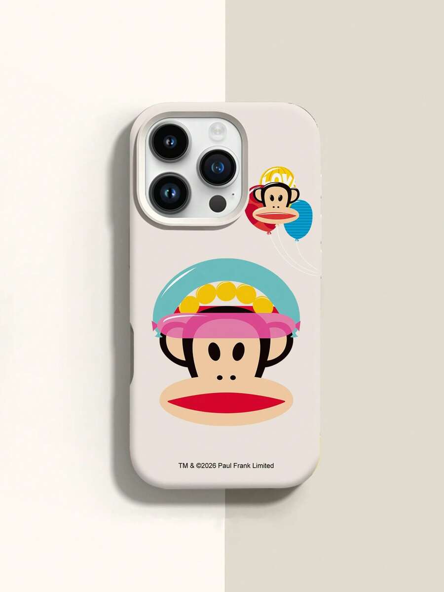 Paul Frank 官方授权液态硅胶手机壳,全包防震摄像头保护,卡通猴子气球图案,全新设计,兼容 13/14/15/16/17 Pro Max - 彩色 - 查看 1