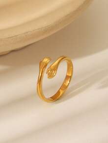 1pc Fashionable Minimalist Heart Hug Ring - Hypoallergenic, Suitable For Casual Wear And Gift Giving - Open Ring - View 3