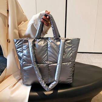 Fashionable New Padded Tote Bag, Minimalist Casual Large Capacity Student Bag, Versatile Women Handbag