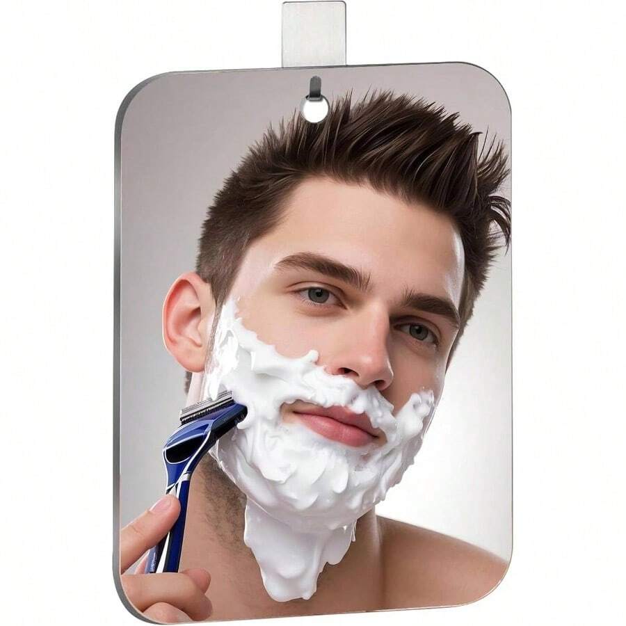 Shower Mirror6. * 5.1inAcrylic With A Sticky Stainless Steel Hook, Durable Acrylic Wall - Mounted Handheld Mirror, Suitable Caravan Travel, Application, And Suspension - 6,7"D x 5,1"R - Xem 1