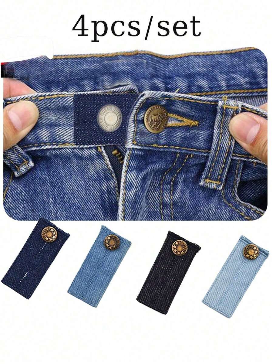 Expand Button For Pants, Waist Extender For Jeans, Trouser Hook With Long Buckle, Elastic Adjustment Waist Button, Belt Extension Buckle, Quilting Supplies - màu xanh nhạt - Xem 1