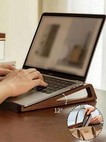Wooden Laptop Stand - Portable Laptop Platform, Sturdy And Durable, Ideal Office Accessory For Laptop, Books And Office Supplies, With Laptop Cooling Function | Elegant Wooden Design, Suitable For Home, Office And Travel Use, Also An Ideal Gift For Birthday, Valentine's Day, Easter And Ramadan