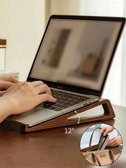Wooden Laptop Stand - Portable Laptop Platform, Sturdy And Durable, Ideal Office Accessory For Laptop, Books And Office Supplies, With Laptop Cooling Function | Elegant Wooden Design, Suitable For Home, Office And Travel Use, Also An Ideal Gift For Birthday, Valentine's Day, Easter And Ramadan