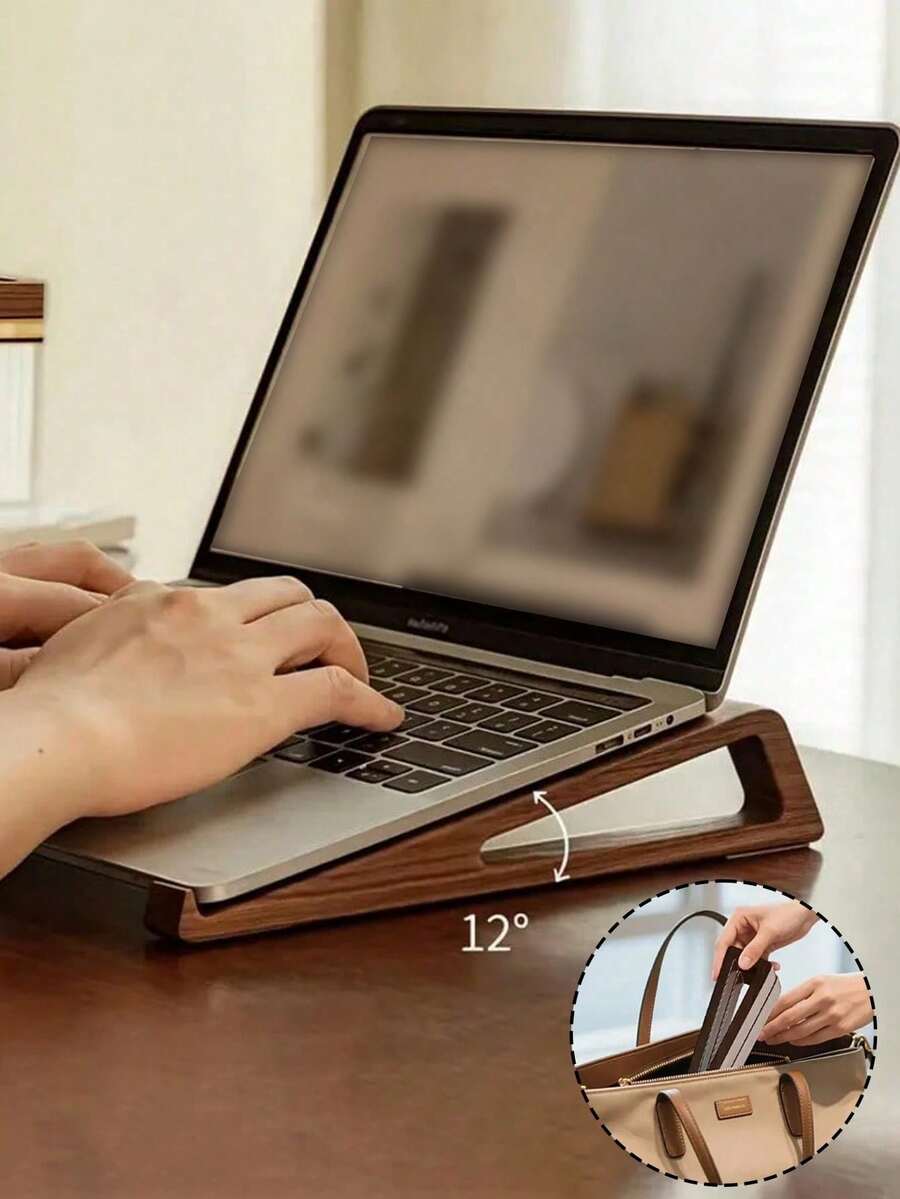 Wooden Laptop Stand - Portable Laptop Platform, Sturdy And Durable, Ideal Office Accessory For Laptop, Books And Office Supplies, With Laptop Cooling Function | Elegant Wooden Design, Suitable For Home, Office And Travel Use, Also An Ideal Gift For Birthday, Valentine's Day, Easter And Ramadan