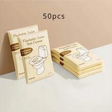 100pcs Disposable Toilet Seat, Flushable Paper Toilet Seat, Essential Travel Accessory, Dissolvable Paper Toilet Seat For Airplanes, Travel, Public Restrooms And Camping Quickly Disintegrate, Lightweight And Hygienic