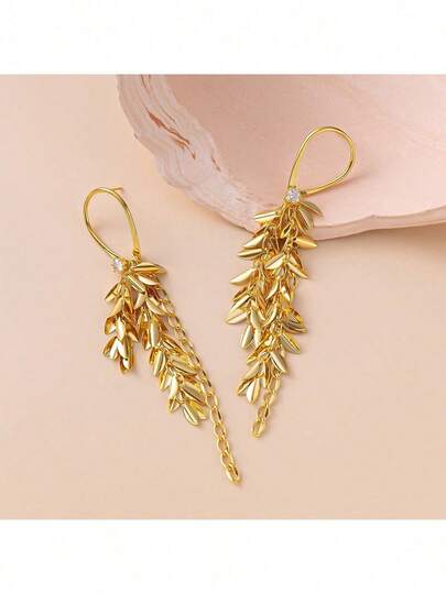 1 Pair Tassel Pendant Earrings, French Creative Design, Minimalist Elegant Fashion Vintage Casual Wear, Suitable For Daily, Commute, Street, Party, Holiday (OPP Bag Packaging)