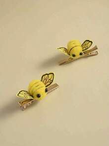 2pcs Cartoon Bee Decor Alligator Hair Clip Cute Claw Clips Hair Claws Hair Barrettes, School Stuff - 黃色 - 查看 2