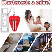 FELIN cerradura de puerta portatil, cerraduras  para viajes se adaptan a todo tipo de puertas y aumentan la  su estancia, ideal para hoteles, B&B, hogares, pisos,casas - Rojo - Ver 3