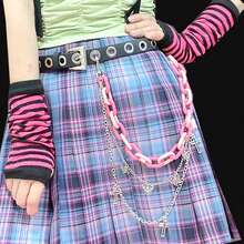 Fashionable Everything Hip Hop Pants Dual-Layer Resin Chain Hipster Network Red Pants Rainbow Candy Color Gradient Punk Style Detachable Chain Summer, School Fall, Autumn, Halloween