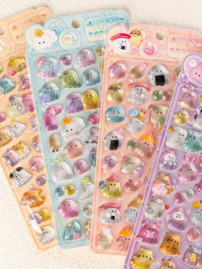 3D Cute Stickers - Cartoon Hot Dog Sushi Bubble Stickers, Adorable Mini Plush 3D Reusable Stickers, Suitable For Scrapbooks, Planners, Diaries, Notebooks, Laptops, Phone Cases, Decorations (Solid Color)