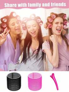 Set de 10 rizadores de pelo jumbo, rodillos de pelo grandes con clips, rizadores de pelo autoadhesivos, adecuados para cabello largo/medio/corto, flequillo, herramientas esenciales de rizado para familias (incluye 4 rizadores y 6 clips para el cabello), kit de peinado, kit de herramientas para el cabello para peluquería, salón de belleza, viaje, productos esenciales para el cuidado del cabello, accesorios para el cabello - Multicolor - Ver 7