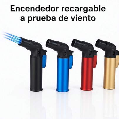 10 encendedores de Llama Antorcha tipo soplete rellenable con Tapa para Uso Versátil fogatas, barbacoas, parrillas, camping y senderismo