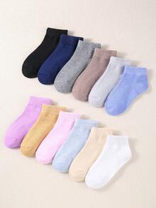 20双儿童休闲船袜，糖果色随机，适合日常穿着/休闲、运动，是送礼佳品，男女童皆宜，透气舒适，柔软亲肤，（1-16岁） - 彩色 - 查看 10