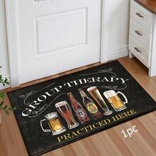 1pc Funny Wine Culture Pattern Printed Rug, Faux Wool Mat - Highly Absorbent, Easy To Clean, Suitable For Home Decor, Farmhouse, Entryway, Indoor, Room, Kitchen, Dining Room, Small Office/Home Office, Sink, Laundry Room, Doormat, Kitchen Mat, Non-Slip Mat