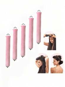 1/3/5Pcs Hair Rollers Set, Satin Heatless Curling Set - Hair Rollers, Headband Hair Curlers & Hot Rollers, To Sleep In, High Resilience Rubber Filling, Softer Suitable For Ramadan, Valentine's Day Gatherings & Parties Styling - Multicolor - View 11