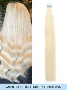 10pcs Mini Tape-In Hair Extensions, Real Human Hair, 12-22 Inch Straight, Invisible Seamless Adhesive, Suitable For Women, Christmas Gift - Multicolor - View 21