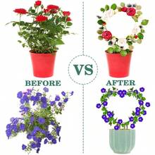 - Paquete de 4 enrejados de metal negro de 13 pulgadas para plantas trepadoras, estructura de soporte de tallo de vid de hierro con 10 lazos para plantas en maceta y flores de interior - 4 + Corazón+Redondo - Ver 5