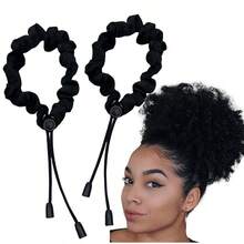2 Pcs Adjust Satin Hair Tie Satin Scrunchies For Women Girls Adjustable Hair Ties For 4c Girlie Thick Curly Natural Hair No Damage Hair Accessories For Afro Puff Loc Ponytails Black - 1CountPackof2 - Xem 2