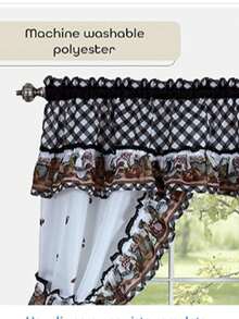 Achim Home Furnishings Naturally Home MJCS36ML12 Mason Jars Juego de Cortinas de Cocina, escalones y Volantes Swag, 36 Pulgadas de Largo, Multicolor - Multicolor - Ver 3