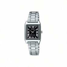 Ceas dreptunghiular vintage pentru femei, cadran clasic cu cifre romane, design subțire și elegant, curea din oțel inoxidabil, sticlă minerală, rezistență la apă de până la 30 m, mecanism cu cuarț japonez, ceas elegant de seară cu cutie cadou originală - Casio LTP-V007D-1B - Negru - Vizualizare 8