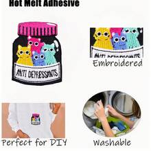 1pc Cartoon Embroidered Patch, Cute Punk Cat Embroidery Cloth Sticker, DIY Accessory, Badge, Heat-Seal Patch - Animal Embroidery DIY Patches - View 5