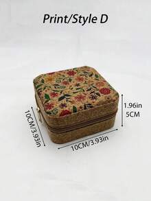 1 pieza/Bolsa organizadora de joyas de estilo vintage con asa de PU, bolsa de almacenamiento de joyas, pequeña caja de joyas de viaje, estuche de joyas, bolsa de cuero PU con cuatro cremalleras para mujeres y niñas, regalo del Día de San Valentín, regalo de boda, regalo de cumpleaños, caja de regalo para almacenamiento de relojes, aretes, collares y anillos, decoración de habitación, caja de regalo de Navidad, accesorio de tocador, artículo esencial de vanidad