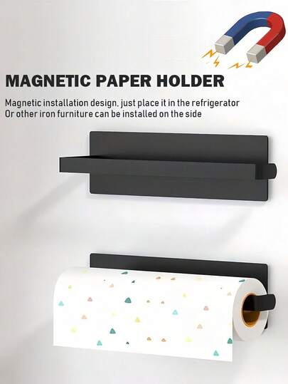 Magnetic Paper Towel Holder, Bathroom Toilet Paper Roll Rack, Towel Bar, Fridge Storage Rack, Space-Saving Design, Easy To Install And Disassemble, Home Bathroom Decor, Kitchen Organization, Essential For Home And Office